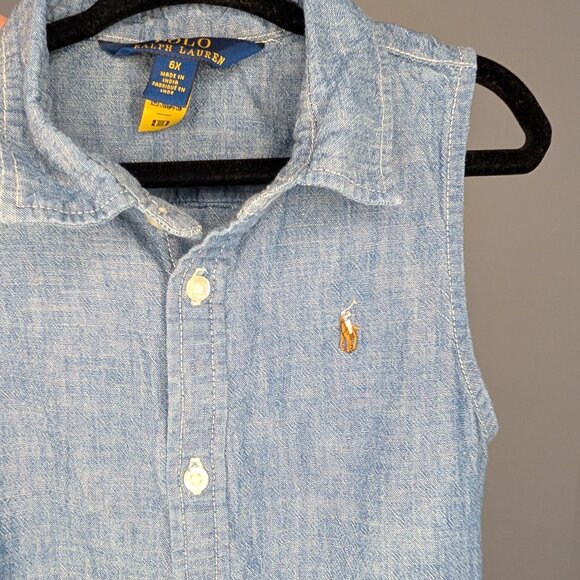 💜 2 for 30 💜 Ralph Lauren Denim Button Up Sleeveless Dress - Picture 3 of 5